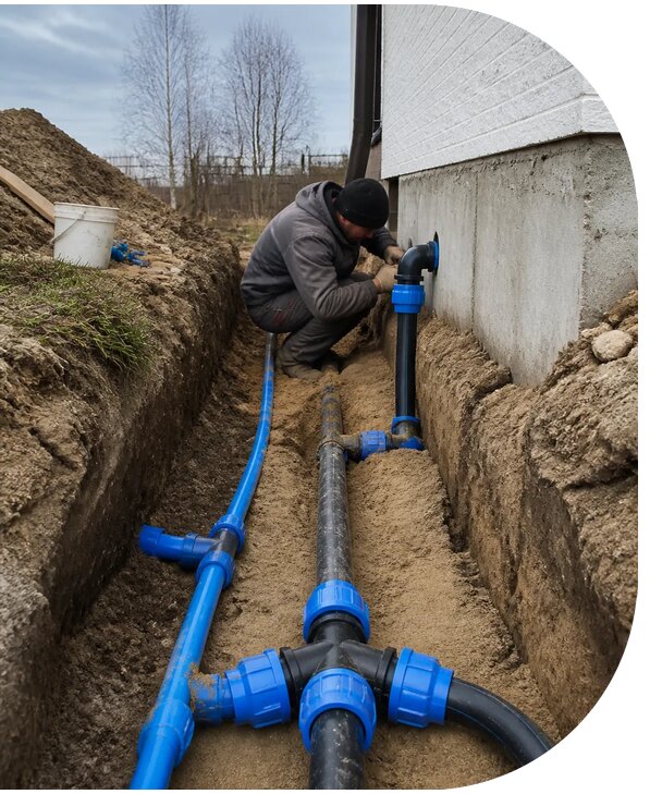 Монтаж наружного водопровода на участке под ключ в Светлограде